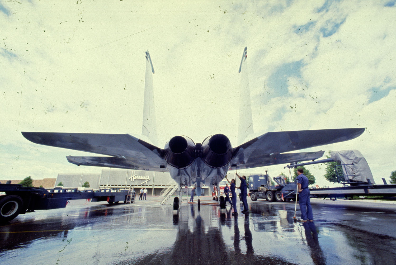 U.S. Air Force jet fighter at Rimrock Mall, 1981